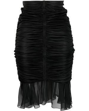Blumarine Silk Ruched Pencil Skirt - Black
