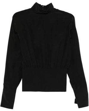 Sportmax Seidenbluse mit Stehkragen - Schwarz