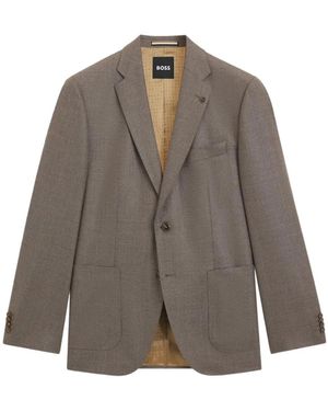 BOSS Textured-Finish Single-Breasted Blazer - Brown