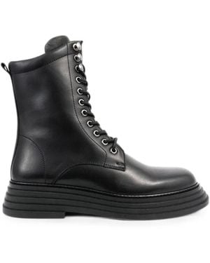 SERGIO MORETTI FIRENZE Lace-Up Leather Ankle Boots - Black