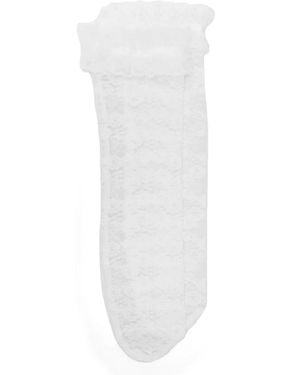 Self-Portrait Floral-Lace Socks - White