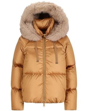 Herno Faux-Fur Trim Padded Coat - Natural
