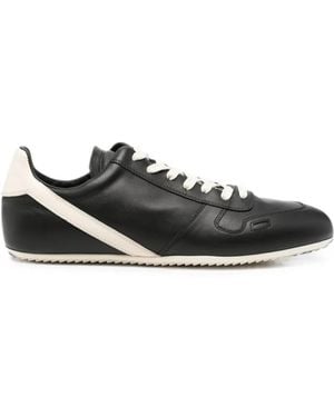 Rick Owens Lace-Up Fastening Leather Trainers - Black