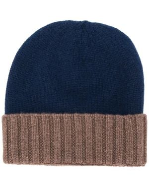 Dell'Oglio Ribbed Detail Knitted Hat - Blue