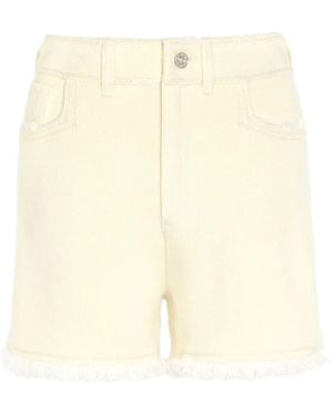 Barrie Fringed Denim Shorts - Natural