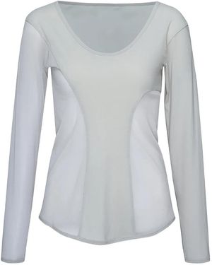 Issey Miyake Mesh-Panel Long-Sleeve Shirt - Gray