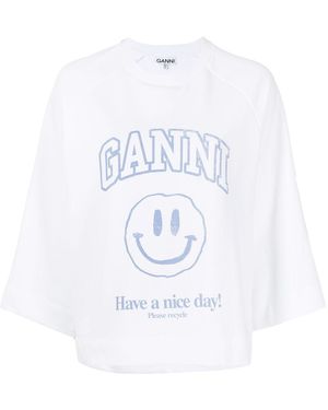 Ganni Have A Nice Day Sweatshirt - White