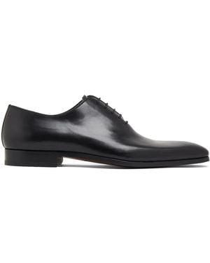 Magnanni Almond-Toe Leather Oxford Shoes - Black