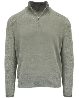 Fedeli Pullover Mit Kurzem Reißverschluss - Grau