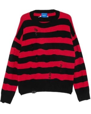 DAGGER Distressed Striped Jumper - Red