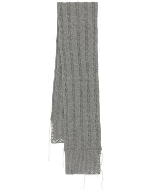 Charles Jeffrey Cable-Knit Stitching-Detail Scarf - Grey