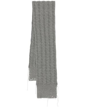 Charles Jeffrey Cable-Knit Stitching-Detail Scarf - Grey