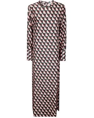 Alberto Biani Kleid mit geometrischem Print - Weiß