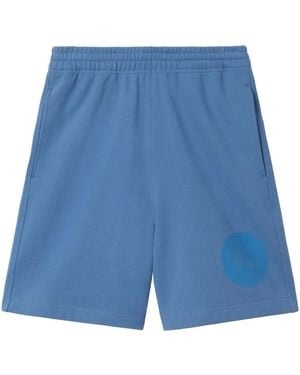 Burberry Ekd-badge Cotton Shorts - Blue