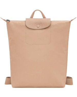 Longchamp Sac À Dos Le Pliage À Finitions En Cuir - Natural