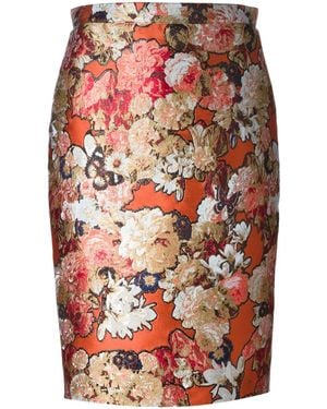 Givenchy Seidenrock Mit Floralem Jacquardmuster - Rot