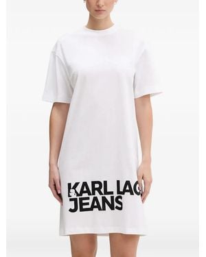 KARL LAGERFELD Robe Mi-Longue À Encolure Ras Du Cou - White