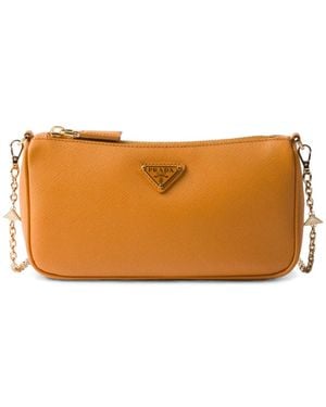 Prada Mini Saffiano Leather Shoulder Bag - Orange