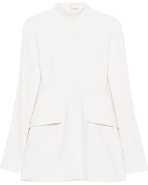 Sportmax High-Neck Flap-Pocket Dress - White