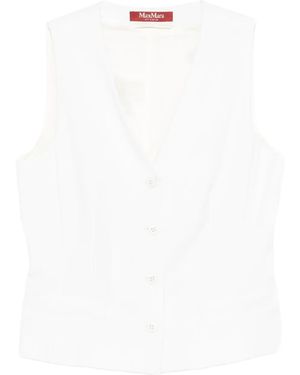 Max Mara V-Neck Button Vest - White