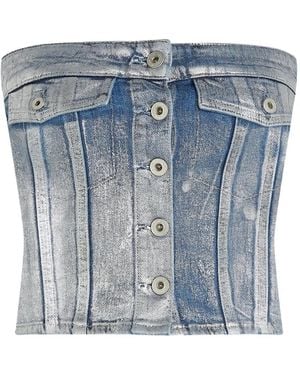 KARL LAGERFELD Button-Fastening Top - Blue