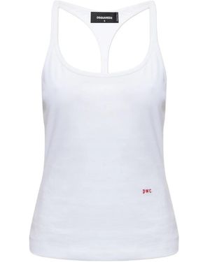 DSquared² Embroidered Racerback Ttank Top - White