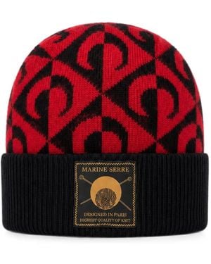 Marine Serre Moon Lozenge Beanie Hat - Red