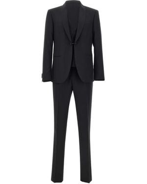 Corneliani Completo Tre Pezzi Con Finiture - Nero