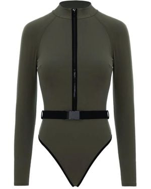 Noire Swimwear Long-Sleeve Swimsuit - Green