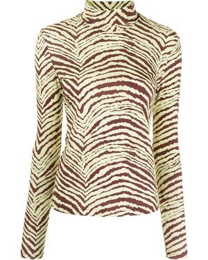 Proenza Schouler Tiger-Print High-Neck Top - White