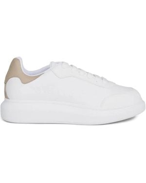 McQueen Logo-Embossed Leather Sneakers - White