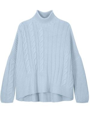 Eric Bompard Pullover mit Zopfmuster - Blau