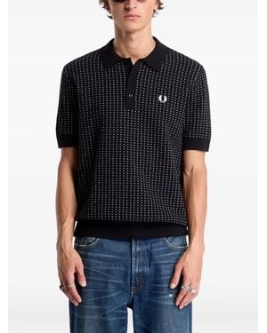 Fred Perry Bouclé-Dot Knitted Polo Shirt - Black