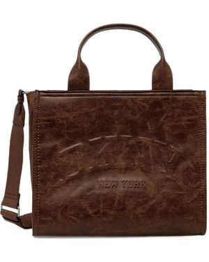 DKNY Embossed Logo Tote Bag - Brown