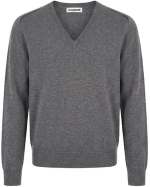 Jil Sander V-Neck Cashmere Jumper - Grey