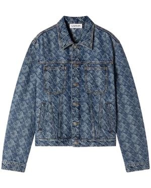 Lanvin Monogram-Jacquard Denim Jacket - Blue
