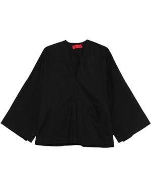 Thelatest Dana V-Neck Blouse - Black