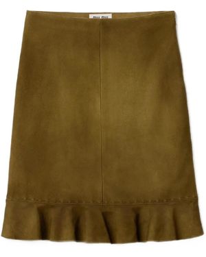 Miu Miu Falda Encerada - Verde