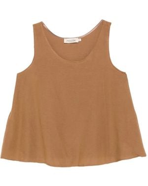 MOUTAKI Scoop-Neck Flared Blouse - Brown