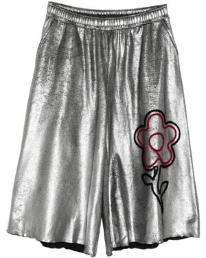 Kidill Metallic-Shorts Mit Blumen-Patch - Grau