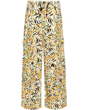 Marni Animal-Print Straight-Leg Pants - Metallic