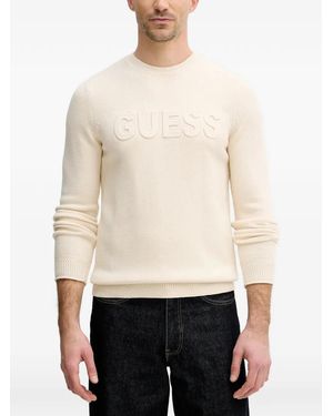 Guess Embossed Logo Sweater - White