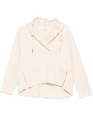 Psophia Drawstring-Hood Elasticated-Hem Hoodie - Natural
