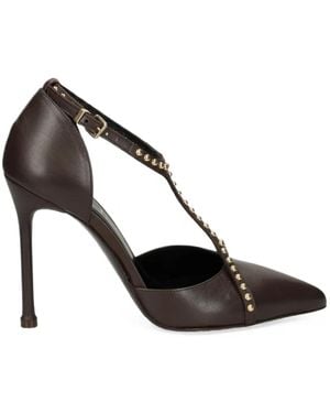 Albano Stud-Embellished T-Bar Pumps - Black