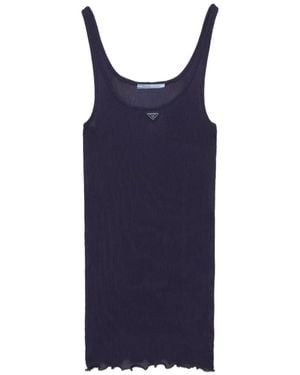 Prada Débardeur En Maille À Design Côtelé - Blue