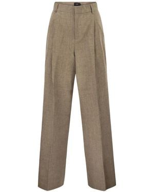 Fay Regular-Fit Pleated Pants - Natural