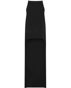 Courreges Backless Satin Long Dress - Black