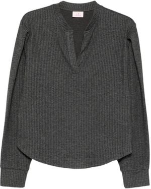 Deha V-Neck Long-Sleeved Top - Grey