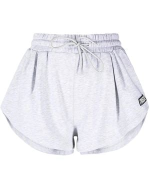 MSGM Logo-Patch Drawstring Cotton Shorts - Blue