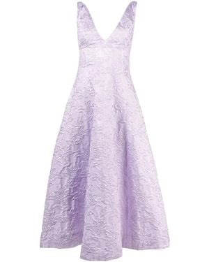 Philosophy Di Lorenzo Serafini Floral-Jacquard V-Neck Dress - Purple